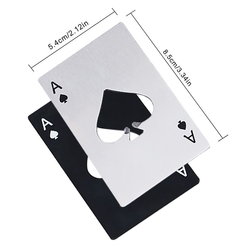 Airoads Ace Of Spades Bottle Opener Credit Card Size Pocker Cap Opener Portable Stainless Steel Can Opener (8 Pack Black & Silver) - Image 2
